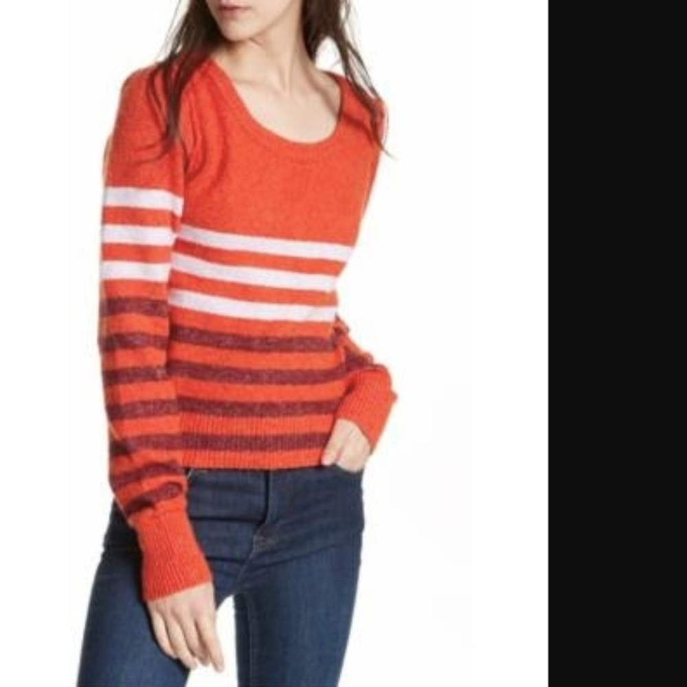 Free People Complete Me Orange Striped Sweater - Picture 5 of 8